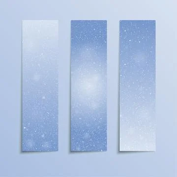 Vertical Blue Rectangle Banners. Snow, Winter. Stock Illustration