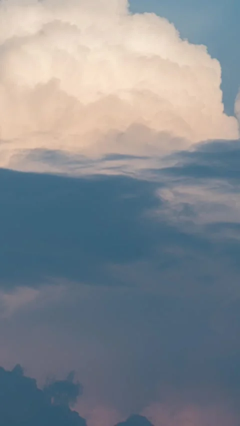 Vertical Blue Sky White Clouds Flow Nature Landscape Motion Timelapse Stock Footage 327673421