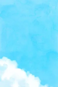 Vertical blue sky with white clouds watercolor Stock Illustration
