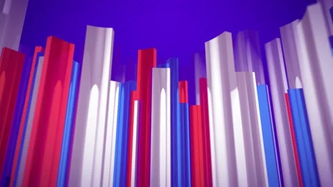 Vertical blue, white and red blocks rotate in the background. Stock Footage 160533867