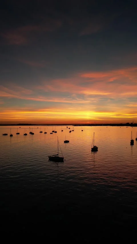 Vertical boat sunset Stock Footage 284801664
