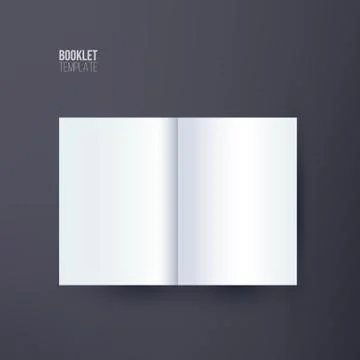 Vertical booklet template. Vector booklet spread mock up isolated on dark Stock Illustration