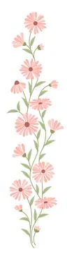 Vertical border with bright spring flowers. Flowers decor in flat design styl Stock Illustration
