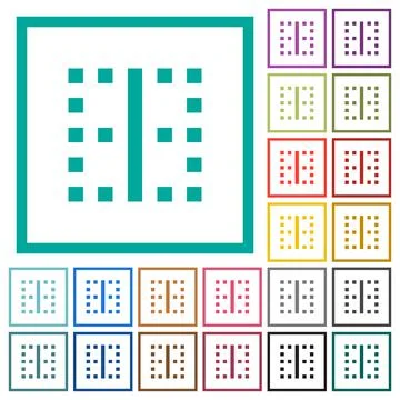 Vertical border flat color icons with quadrant frames イラスト素材