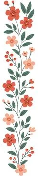 Vertical border with spring flowers. Flowers decor in flat design style Stock Illustration
