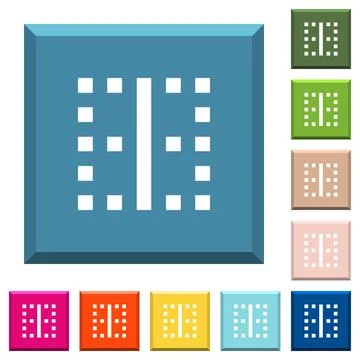 Vertical border white icons on edged square buttons Stock Illustration