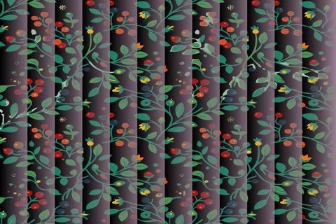 Vertical Botanical Stripe Pattern Background Stock Illustration