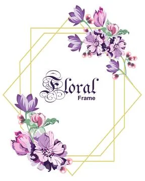 Vertical botanical vector design frame.Natural spring wedding card with pur.. Stock Illustration