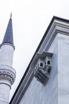 Vertical bottom shoot of islamic forms ornamented marble bird house Stock Photos