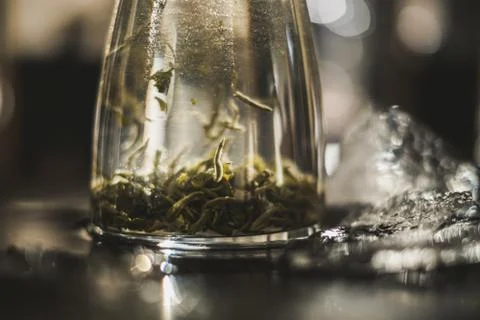 Vertical brewing of a tea Stock Photos