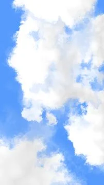 Vertical bright blue sky with soft white clouds, clean airy cloudscape back.. Stock Illustration