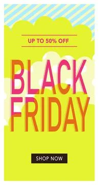Vertical bright yellow background with pink lettering black friday sale Stock Illustration