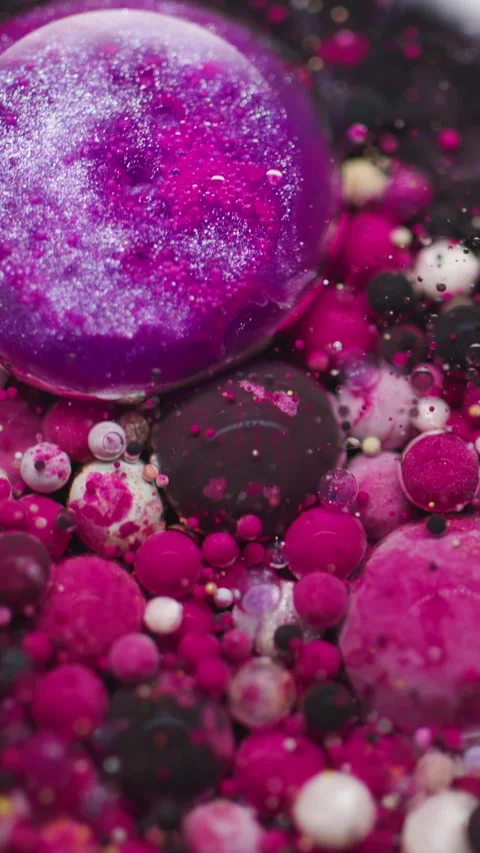 Vertical bubble art ink water oil texture glitter Stock Footage 334160697