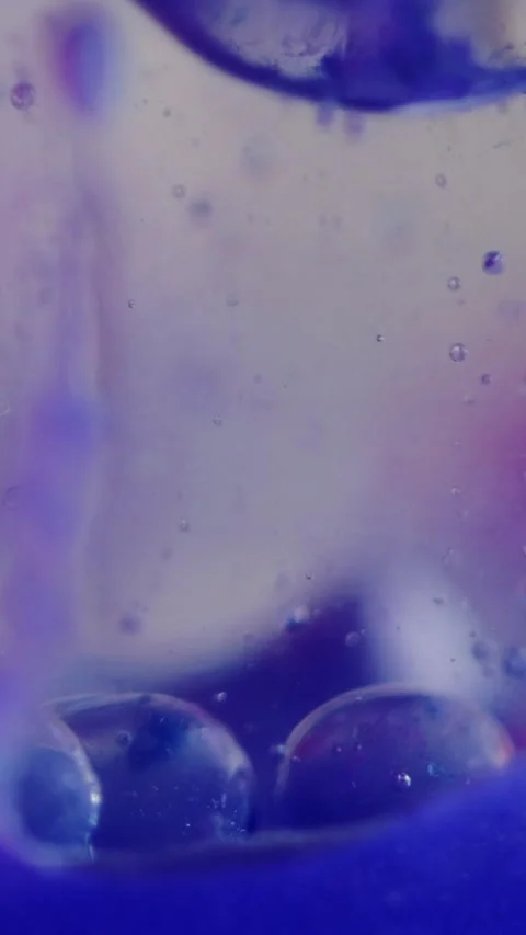 Vertical Bubble fluid oil texture paint water drop blue gel Video stock 275003541