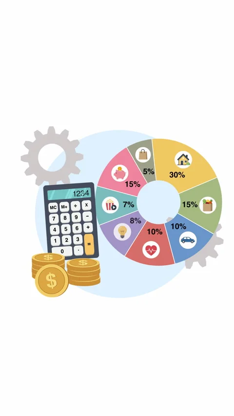 Vertical Budget Planning Concept with Calculator Stock Footage 339629666