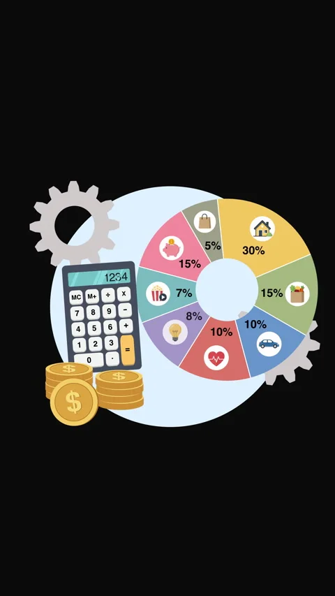 Vertical Budget Planning Concept with Calculator Vídeos de archivo 339629669