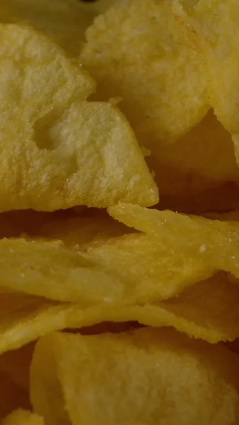 Vertical of Bunch of crispy potato chips. Stock Footage 276922596