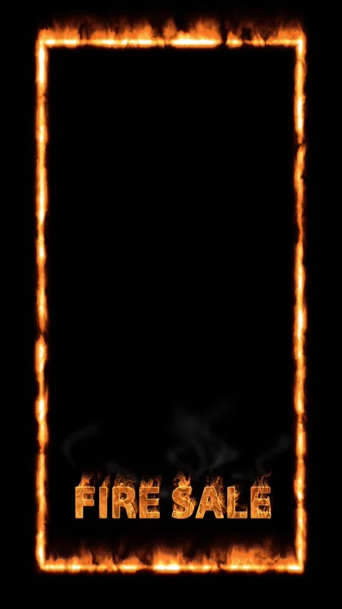 Vertical Burning Fire Sale Frame Animation on Stock Footage 339393419