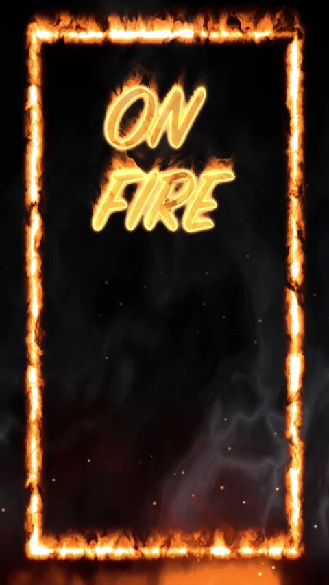 Vertical Burning Frame with On Fire Text and Rising Smoke Stock Footage 345197752
