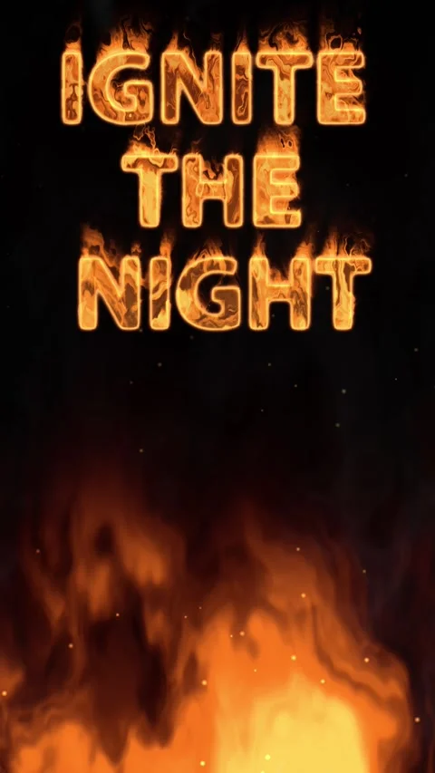 Vertical Burning Text Animation with Ground Fire and Smoke on Black Background Stock Footage 342119598