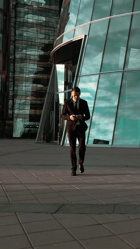 Vertical of Businessman write sms on smartphone Stock Footage 305484692