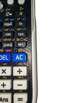Vertical Calculator Close Up with Copy Space for Finance Concept Stock Photos