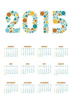 Vertical calendar 2015 Illustrazione stock