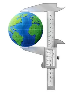 Vertical caliper measures globe Stock Illustration