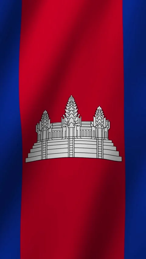 Vertical Cambodia Flag Animated 4k video Video stock 296496153