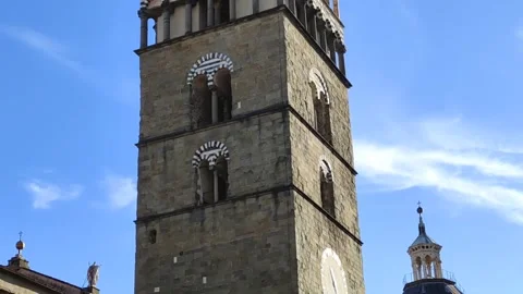 Vertical Camera Movement over Piazza del Duomo in Pistoia, Tuscany, Italy Stock Footage 345449189