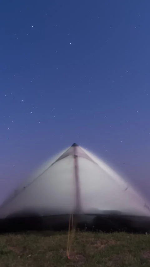 Vertical Camping Tent Stars Galaxy Night Sky Motion Timelapse Stock Footage 327675257