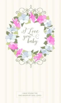 Vertical card with floral frame Illustrazione stock