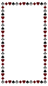 Vertical card suits border frame on white background with large copy space Illustrazione stock
