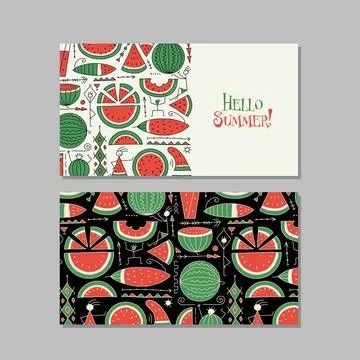 Vertical cards design. Watermelon background Stock Illustration