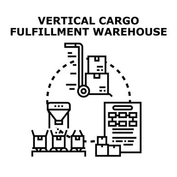 Vertical cargo fulfillment warehouse concept for logistics operations Stock Illustration