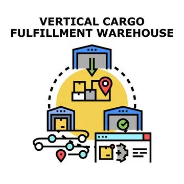 Vertical cargo fulfillment warehouse system creating efficient delivery Stock Illustration