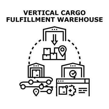 Vertical cargo fulfillment warehouse system creating efficient delivery Stock Illustration