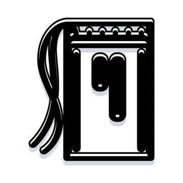 Vertical cassette deck icon with connecting cables Stock Illustration