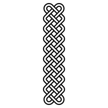 Vertical Celtic knot, black loop, tribal braid, endless pattern looping Illustrazione stock