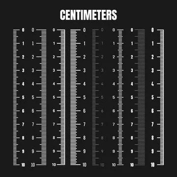 Vertical centimeter scale for measuring length or height. Various measurement Illustrazione stock