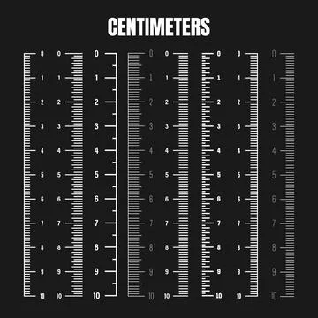 Vertical centimeter scale for measuring length or height. Various measurement Stock Illustration