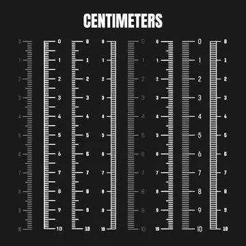 Vertical centimeter scale for measuring length or height. Various measurement Stock Illustration