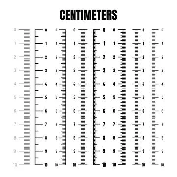 Vertical centimeter scale for measuring length or height. Various measurement Stock Illustration