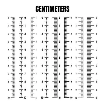 Vertical centimeter scale for measuring length or height. Various measurement Stock Illustration