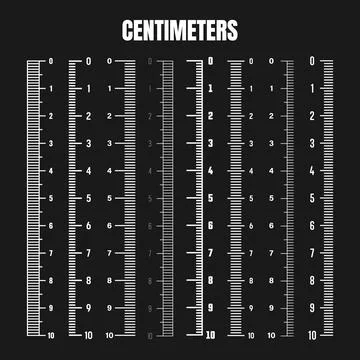 Vertical centimeter scale for measuring length or height. Various measurement Stock Illustration