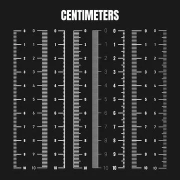 Vertical centimeter scale for measuring length or height. Various measurement Stock Illustration