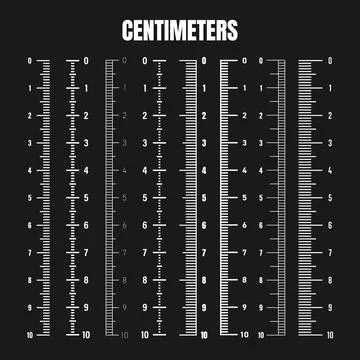 Vertical centimeter scale for measuring length or height. Various measurement Stock Illustration
