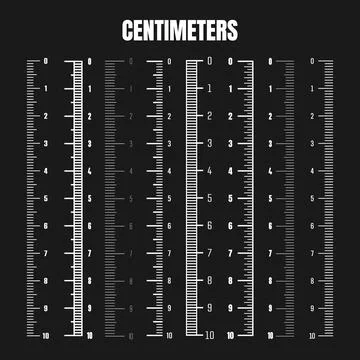 Vertical centimeter scale for measuring length or height. Various measurement Stock Illustration