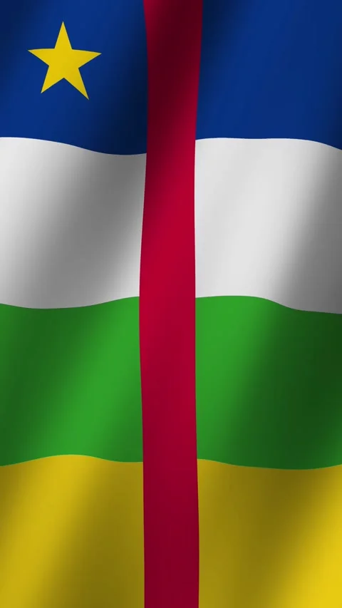 Vertical Central African Republic Flag footage video waving in wind, Flag of Stock Footage 280610119