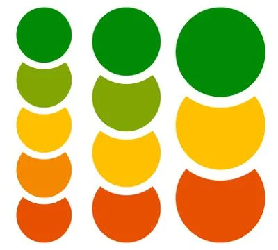 Vertical chart, graph elements, templates with 5, 4 and 3 circles Stock Illustration